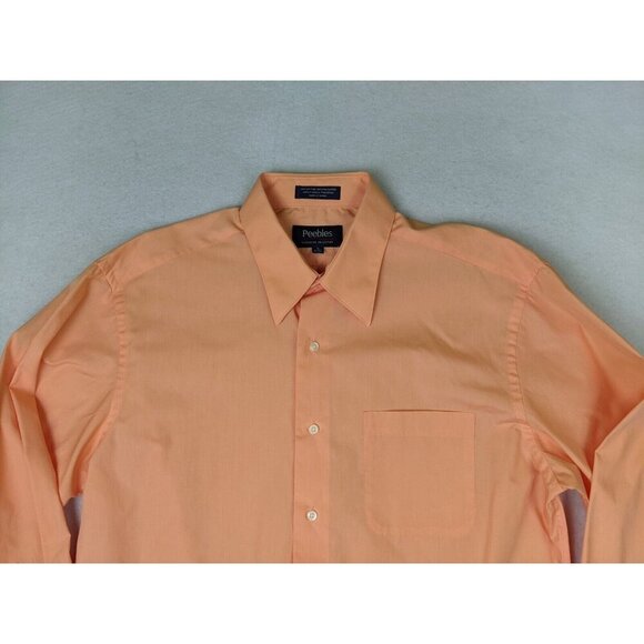 PEEBLES - MEN'S ORANGE LONG SLEEVE BUTTON-UP DRESS SHIRT - M 15-15.5 X 32/33 - Picture 3 of 7